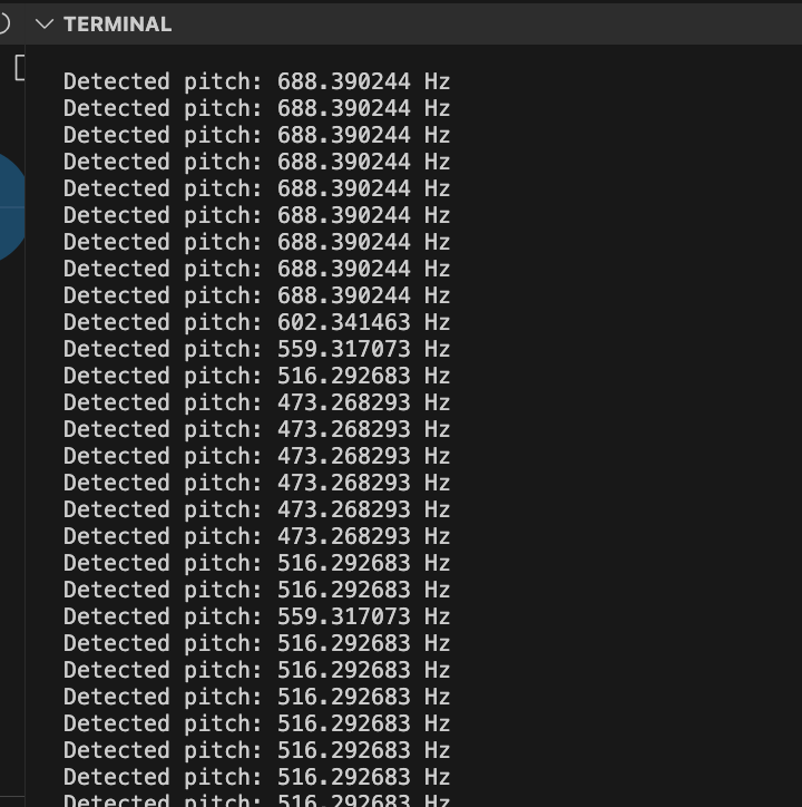 pitch detection console output