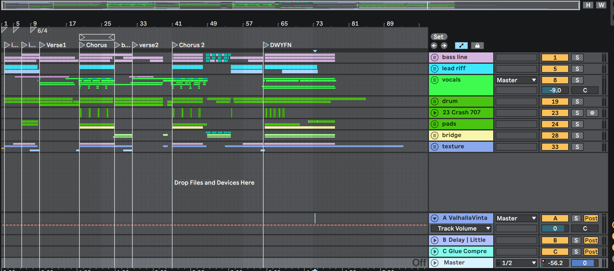 Screenshot of my Electric Feel Ableton Live session